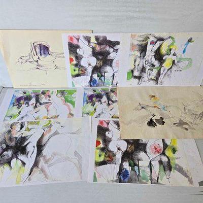 #3516 • (6) William Firschein Prints & (2) Drawing
