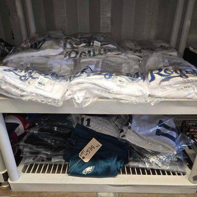 Sale Photo Thumbnail #457: #4538 • (2) Shelves of Sports Jerseys
