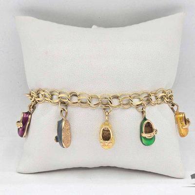 #530 • 14k Gold Bracelet with 10k Gold Shoe Charms, 25.18g
