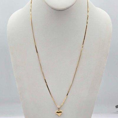 #554 • 14kt Gold Necklace with Heart Pendant, 3.16g
