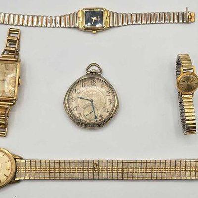 #1112 • (5) Watches & Pocket Watch
