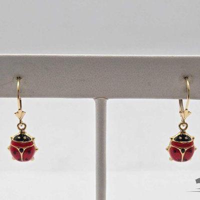 #558 • 14k Gold Ladybug Earrings, 2.04g
