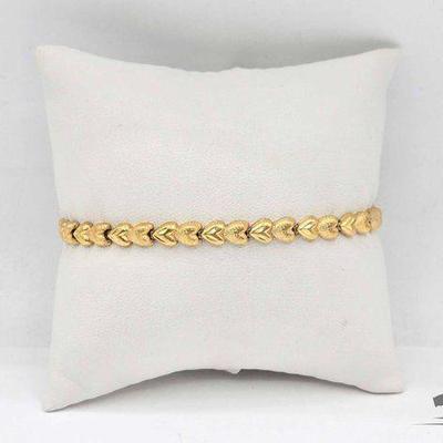 #540 • 14k Gold Heart Bracelet, 7.79g

