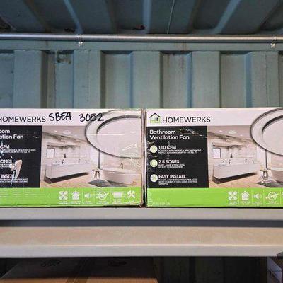 #3052 • NEW!!! (2) Homewerks Bathroom Ventilation Fans
