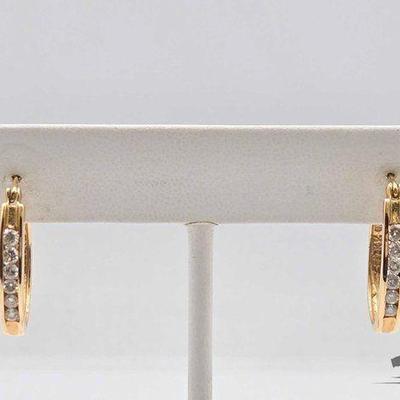 #510 • 14k Gold and Diamond Earrings, 4.44g
