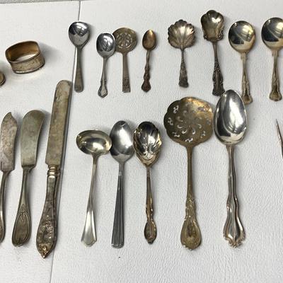 Antique Silver-plated Spoons and Serving Utensils, 25 Pcs