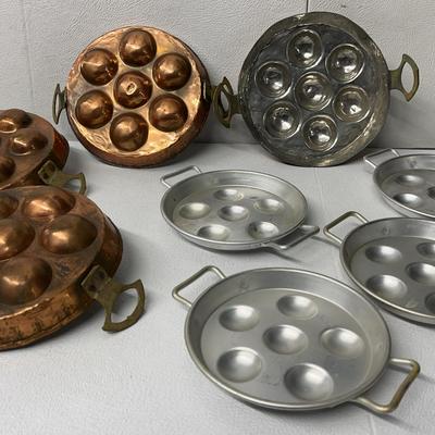 Escargot Copper Plates and Tin Escargot Plates- For Eggs, Mushrooms, Snails 8 Pcs