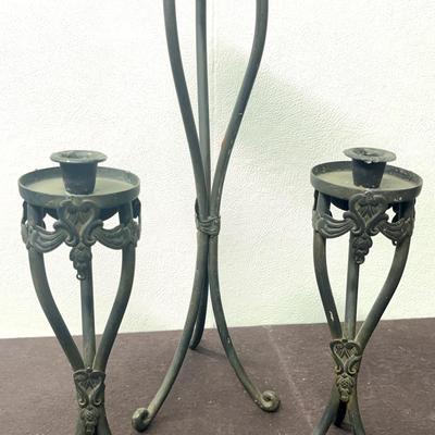 Wrought Iron Candle Holders, Black 3 Pcs