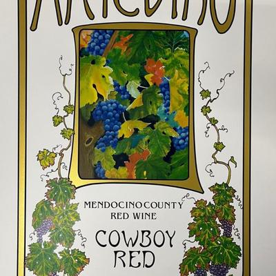 “Art E Vino Wine Cowboy” By Thomas Rodrigues Serigraph On Paper With COA