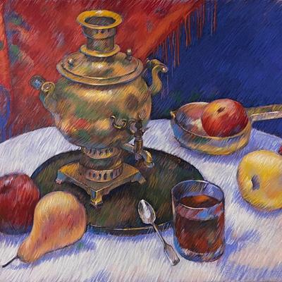 “Russian Tea” By Helen Anikst 1994 Serigraph With COA, Vintage