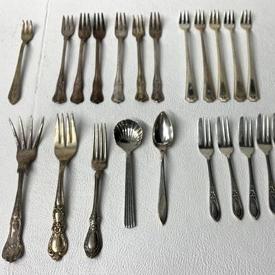 Cocktail Forks, Dessert Forks, Potato Serving Fork- Silverplated Flatware, Vintage