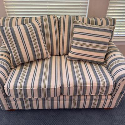 Lot 215: Striped Blue And Green Love Seat
