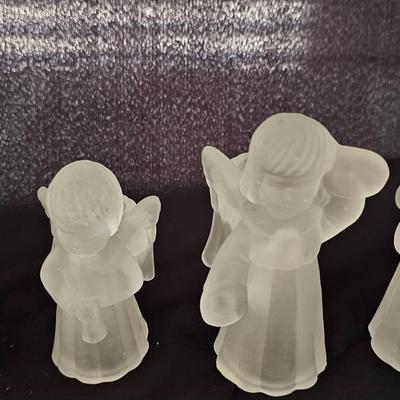 Lot 701: Frosted Glass Angel Candle Holders