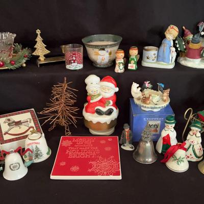 Lot 21: Vintage Christmas Decor - Candle Holders, Bells, And More
