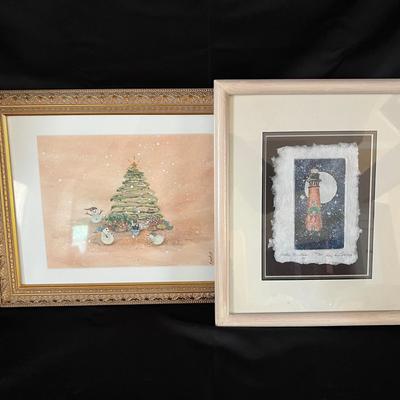 Lot 19: 2 Christmas Themed Watercolor Prints