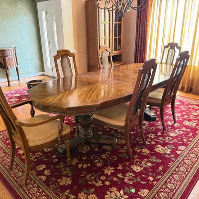 Lot 430: 8x4 Foot Red Oak Dining Room Table With Chairs