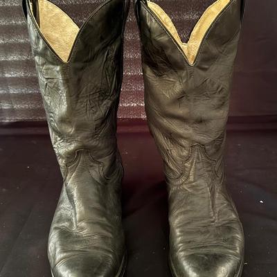 Lot 424: Vintage Black Leather Cowboy Boots