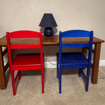 Lot 229: Children’s Desk, Chairs And Lamp 