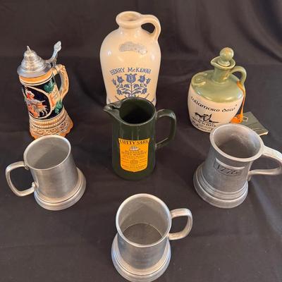 Lot 212: Bourbon And Whiskey Jugs, Stein , Mugs