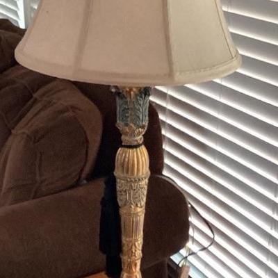 Table lamp gold base and shade