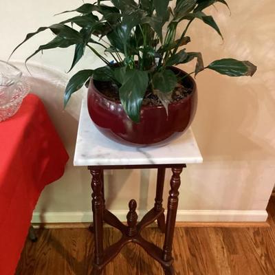 White marble plant stand