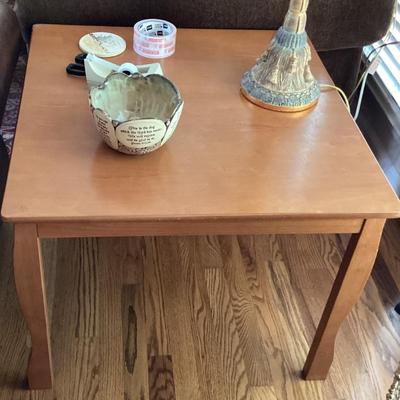 Square wood side table