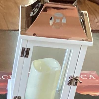 White candle holder and candle