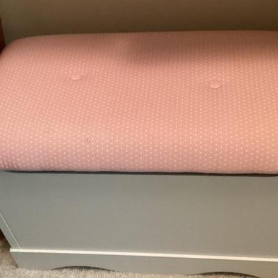 White toy trunk with cushion top