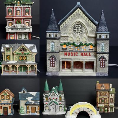 Holiday Light-Up Village – 7-Piece Christmas Town with Bridge