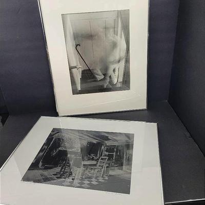 Chuck Bress Signed Black & White Photographs "Camden Ghost" & "Farm Museum #2"  - Framed 16x20