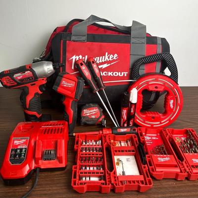 Milwaukee Power & Hand Tool Set #2 – With Batteries, Charger & Tool Bag