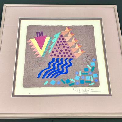 Rick Tunkel Pencil Signed Abstract Paper Fiber Art -1987
