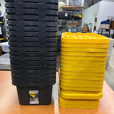 Commander Black 5 Gallon Totes With Lids (18 Each) - 8.6x12.3x16.3”