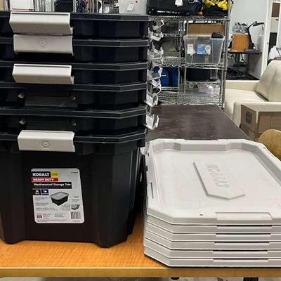 Kobalt 24 Gallon Weatherproof Storage Totes With Lids (6 Of Each) - 31x21x14.5”