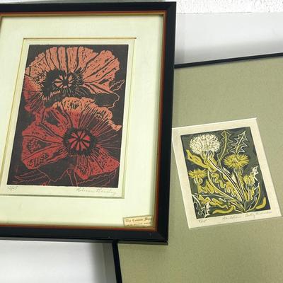 Floral Block Prints:  Pencil Signed Betty Richards 8/15 & Rebecca Barclay 13/25