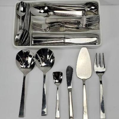 Stainless Flatware: Towle "Arctic" Service For 8; Michael Lloyd Spoons
