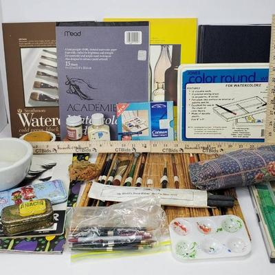 Watercolor Supplies: Paints, Brushes, Pads, Mortar & Pestle, More