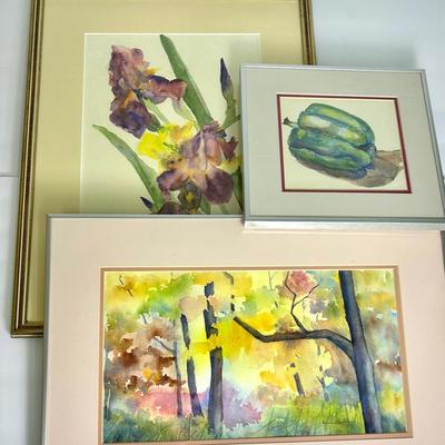 Original Watercolor Paintings (3) Signed Rebecca Barclay  -Floral, Landscape & Still Life