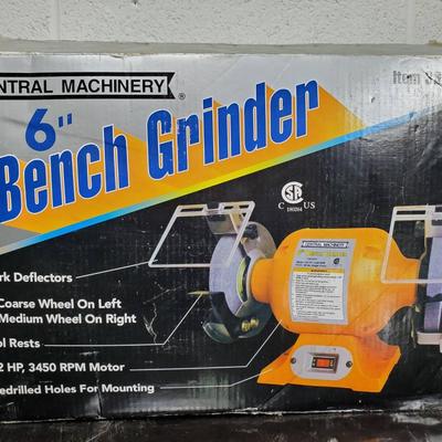Central Machinery 6" Bench Grinder with 1/2 HP Motor - Model 39797, Open Box