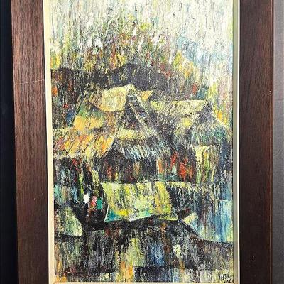 Midcentury Abstract Landscape Painting Signed Lower Right - 23x16”