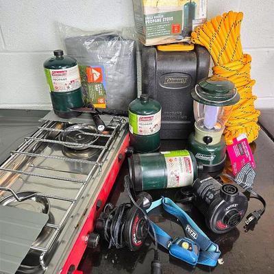 Camping Gear: Everest Camp Stove, Coleman Propane Lantern, Unused Tarp And More