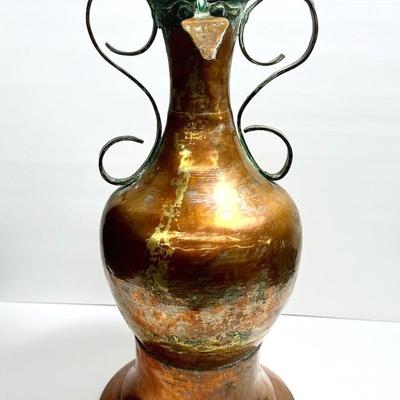 Vintage Eastern Tall Lidded Handcrafted Copper Vessel -25"