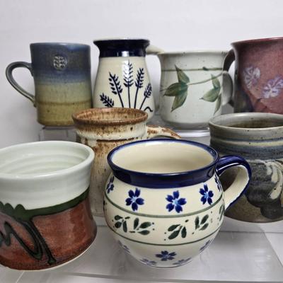 Handcrafted Pottery Mugs including Polish Pottery (8)