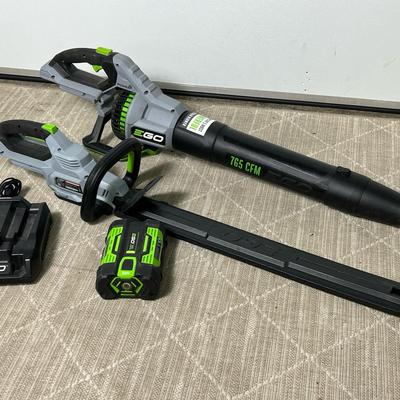 EGO Power+ Hedge Trimmer HT2410, Leaf Blower LB7650 And 56v Battery And Charging Dock