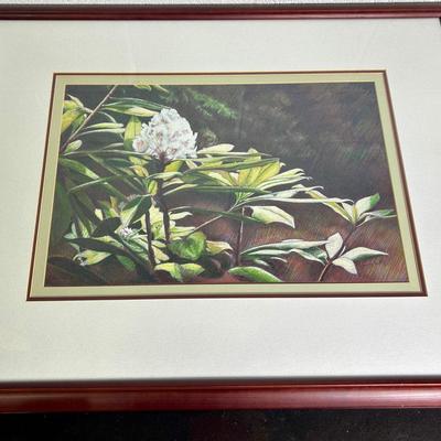 Signed Sharon Yoder Original Mixed Media Floral Art, Titled "The Laurel Of Stoneybrook"