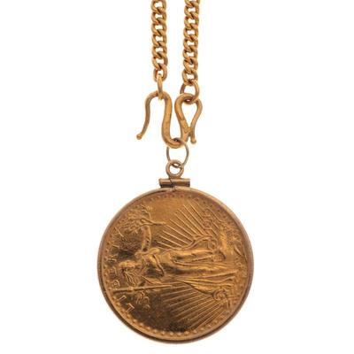 U.S. $20 St. Gaudens Gold Coin, 22k, Gold-Filled Necklace