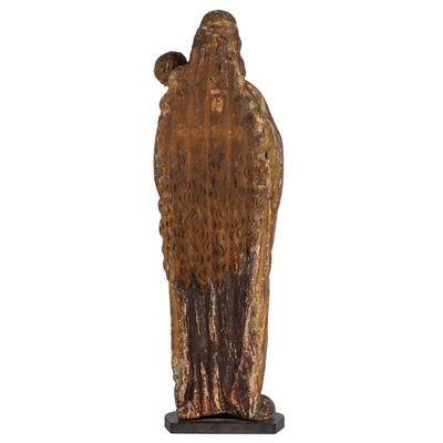 Continental, Possibly Italian Gilt and PaintedCarved Wood Statue of Mary and the Infant Jesus.
