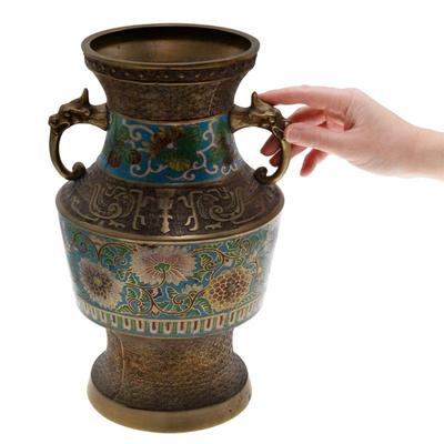 Chinese ChamplevÈ Enamel and Bronze Vase