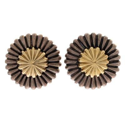 Pair of Lagos Caviar 18k, Sterling Silver Ear Clips