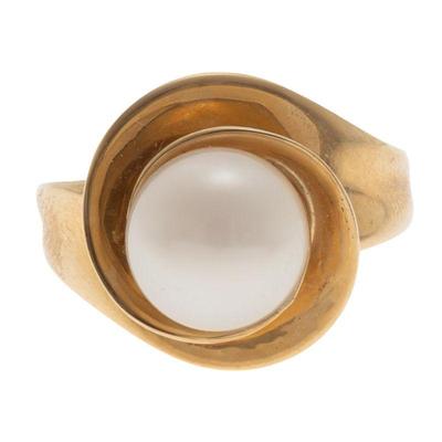 Cultured Freshwater Pearl, 14k Yellow Gold Ring
